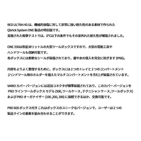 キューブリック 5901238256670 超耐久IP66 ツールボックス バリオ M 大容量38L QBRICK SKRQ350V2CCZEPG003 QS1 ONE 350 VARIO 2.0 Red