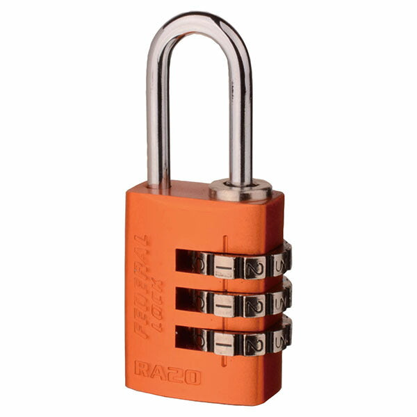 日本正規品 フェデラル ダイヤル式アルミ南京錠 20mm オレンジ (RA20-O-P)(4545301102160) FEDERAL