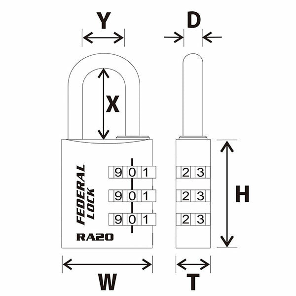 日本正規品 フェデラル ダイヤル式アルミ南京錠 20mm オレンジ (RA20-O-P)(4545301102160) FEDERAL