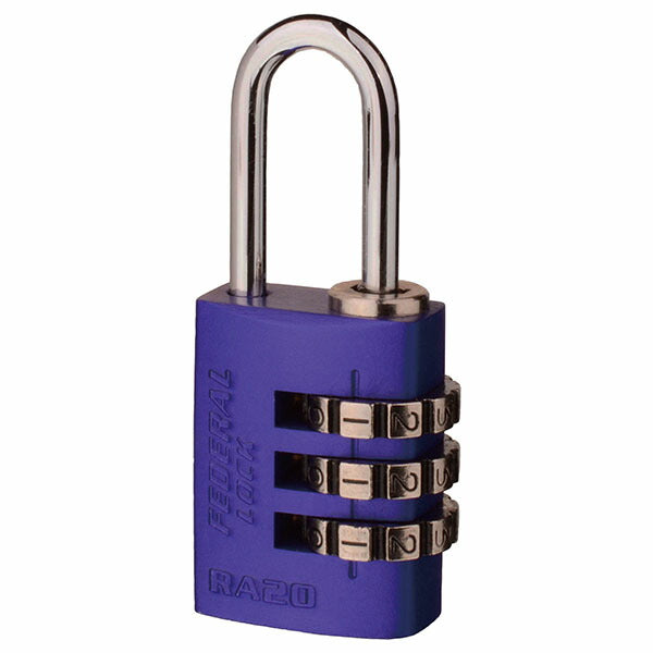 日本正規品 フェデラル ダイヤル式アルミ南京錠 20mmパープル (RA20-P-P)(4545301102207) FEDERAL