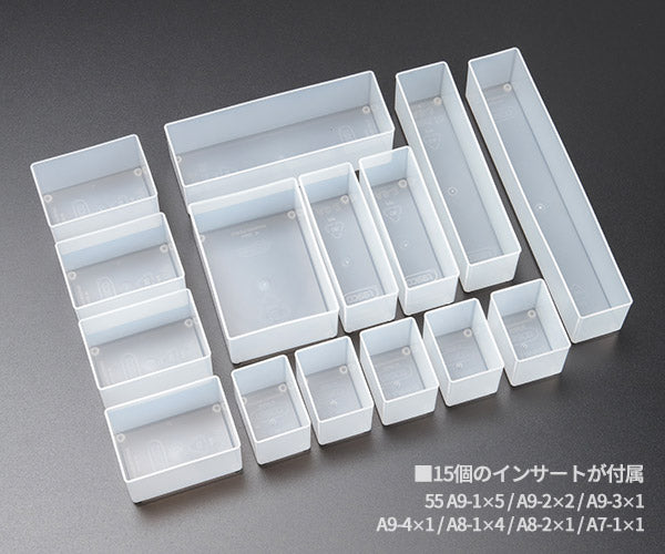 ラーコ パーツケース アソーター 55 4×8-15 (136211)(5733439136211) インサート15個付属 スライドラッチ 半透明フタ RAACO
