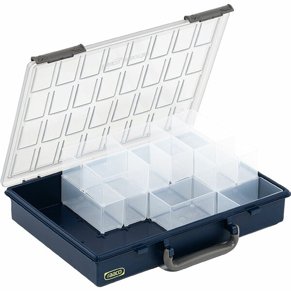 ラーコ パーツケース アソーター 55 4×8-17 (136228)(5733439136228) トレー17個付属 スライドラッチ 半透明フタ RAACO