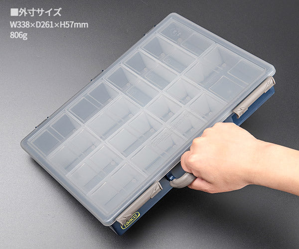 ラーコ パーツケース アソーター 55 4×8-17 (136228)(5733439136228) トレー17個付属 スライドラッチ 半透明フタ RAACO
