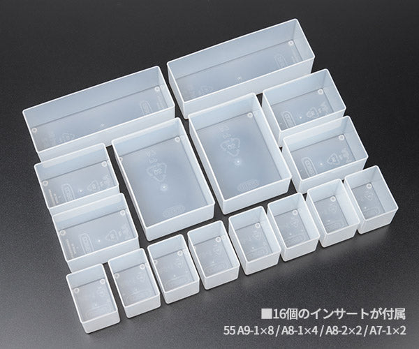ラーコ パーツケース キャリーライト55 4x8-16 (143615)(5733439143615) トレー16個付 スライドロック 認識ラベル付 RAACO
