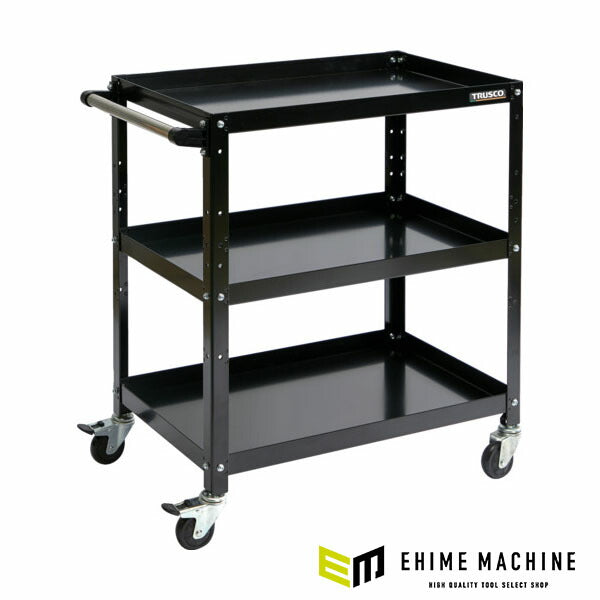TRUSCO RBW-773H BK ツールワゴン ラビットワゴン 700X450 ハンドル付 ゴム車輪 ブラック トラスコ中山