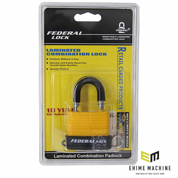 日本正規品 フェデラル 屋外用ダイヤル式南京錠 40mm イエロー (RL40W-Y-P)(4545301102085) FEDERAL