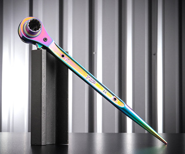 TOP 限定色 特別仕様品 両口ラチェットレンチイオンプレーティング虹色 (RM-17X21N-ST-RA)(4975180391957) トップ工業