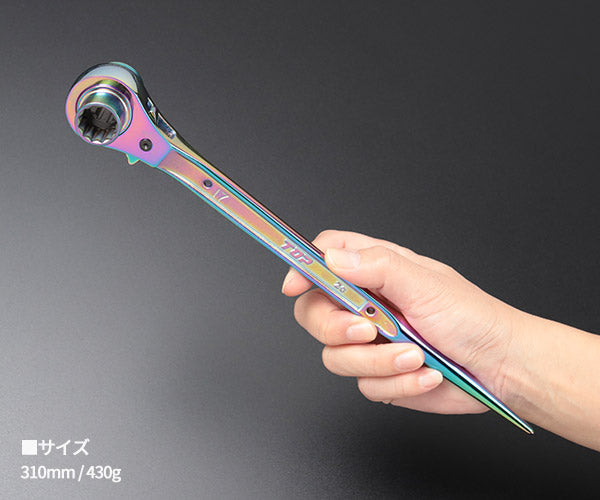 TOP 限定色 特別仕様品 両口ラチェットレンチイオンプレーティング虹色 (RM-17X21N-ST-RA)(4975180391957) トップ工業