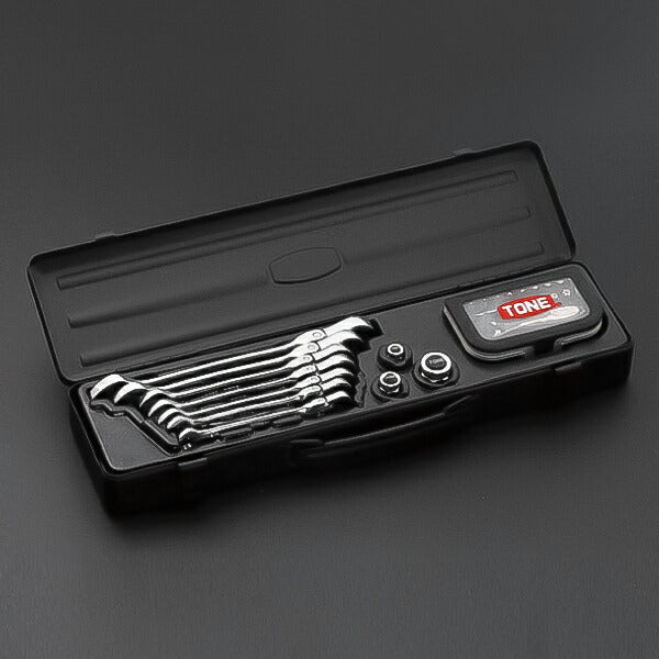 TONE 首振クイックラチェットめがねレンチビットラチェットセット (RMFQ700BRBK)(4953488475852) トネ