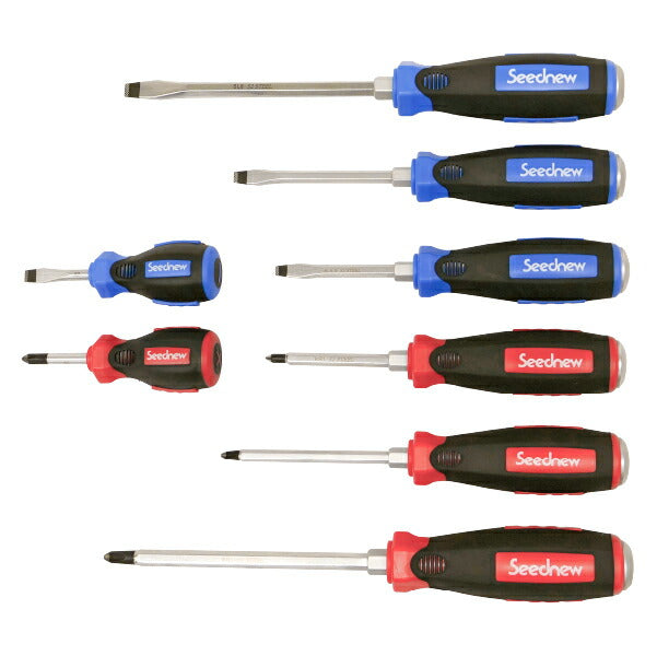 SEEDNEW シーズニュー ドライバー8本セット S-DM8-3 ドライバーセット プラスドライバー3本 マイナスドライバー3本 スタッビドライバー