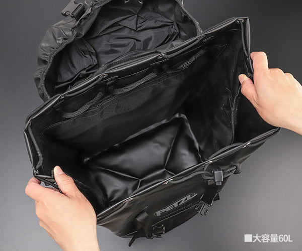 日本正規品 ペツル トランスポート 60 ブラック 60L 自立型 高耐久バックパック 50kg引き上げ対応 TPU (S042CA01)(3342540844919) PETZL