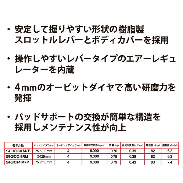 シナノ SI-3004M オービタルサンダー 非吸塵式 パッド75x110mm マジックタイプ SHINANO 信濃機販