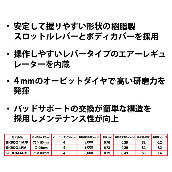 シナノ SI-3014M オービタルサンダー 吸塵式 パッド75x110mm マジックタイプ SHINANO 信濃機販