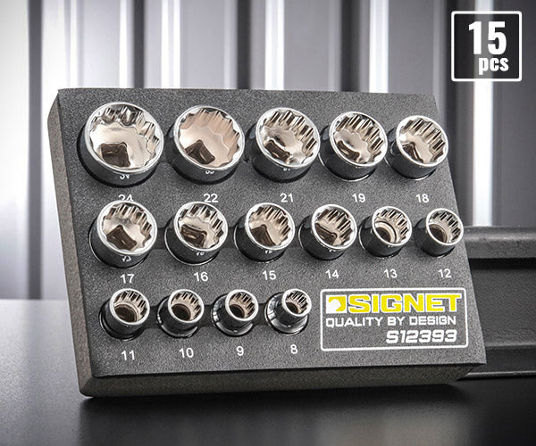 シグネット 3/8DR 15PC ソケットセット12角 DESIGNトレー (12393)(4712818935899) SIGNET
