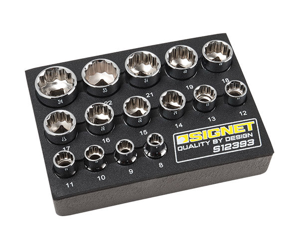 シグネット 3/8DR 15PC ソケットセット12角 DESIGNトレー (12393)(4712818935899) SIGNET