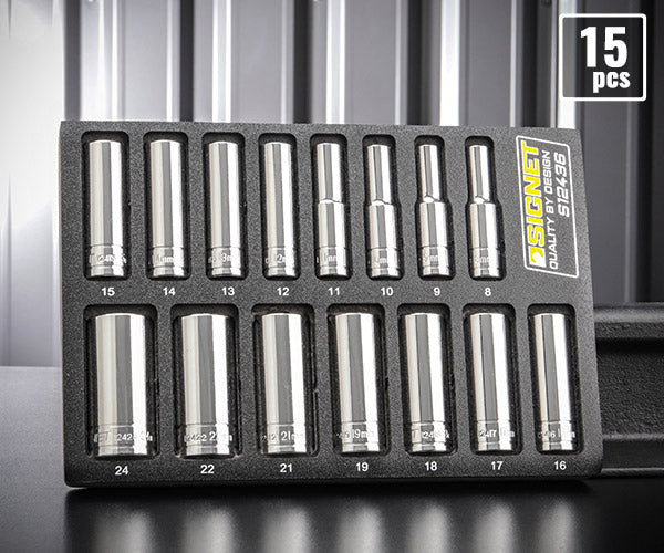 シグネット 3/8DR 15PC ディープソケットセット DESIGNトレー (12436)(4712818935905) SIGNET