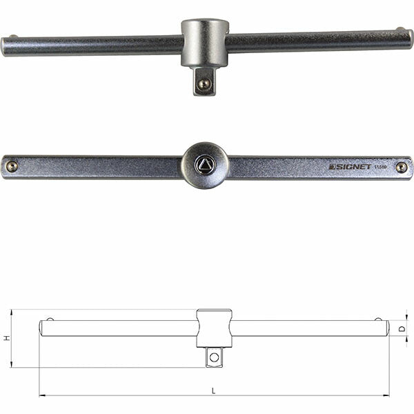 シグネット 3/8DR 半円グリップT型スライドハンドル 全長200mm 差込角9.5mm (12559)(4712818939118) SIGNET