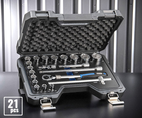 シグネット 1/2DR 21PC 伸縮ラチェットハンドル採用ソケットレンチセット(6角) 13722 (4712818933093) SIGNET