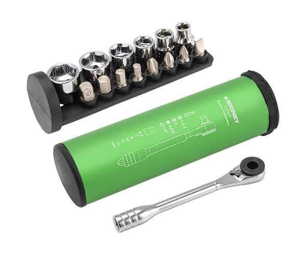 【11月の特価品】シグネット 15PC ミニラチェマルチソケット&ビットセット グリーン (22063)(4712818975611) SIGNET