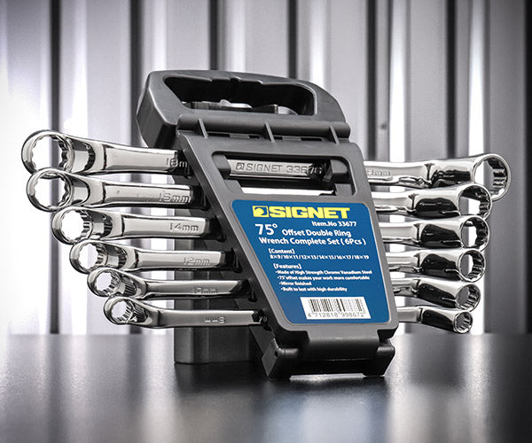 シグネット 6PC 75°メガネレンチセット ホルダー付 6本セット (33677)(4712818998672) 8~19mm クロームバナジウム鋼 SIGNET