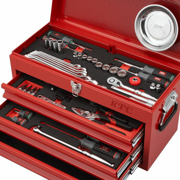 KTC 工具セット チェストタイプ 9.5sq 66点(レッド) SK3662XR (4989433987118) 京都機械工具