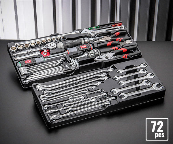 KTC 9.5sq. 工具72点セット 樹脂成型トレイ付 ケース無し (SK37220XT) エヒメマシンオリジナル ツールセット