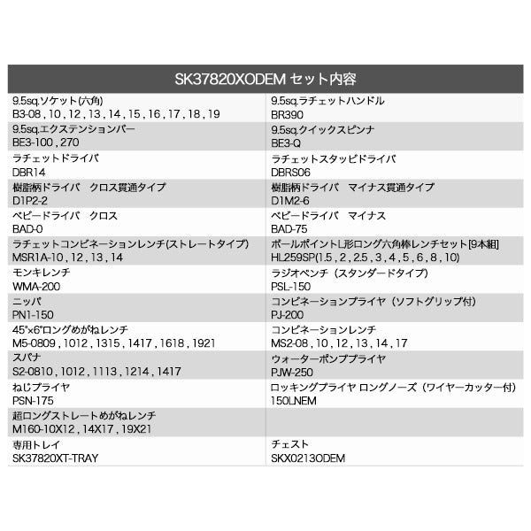 KTC SK37820XODEM 9.5sq. 78点工具セット オリーブドラブ オリジナルツールセット SKX0213ODEM 採用モデル エヒメマシンオリジナル商品
