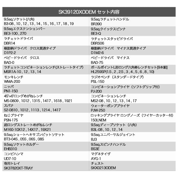 KTC SK39120XODEM 9.5sq. 91点工具セット オリーブドラブ SKX0213ODEM BR390 採用 工具 京都機械工具 エヒメマシンオリジナル商品