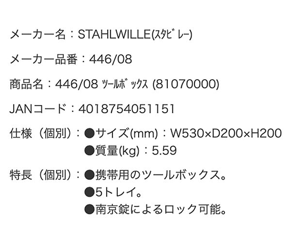 日本正規品 スタビレー ツールボックス (446/08)(4018754051151) STAHLWILLE
