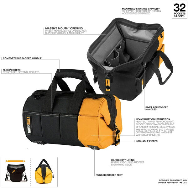 日本正規品 タフビルト 12インチ マッシブマウス ツールバッグ 32ポケット HardBody ロック可能ジッパー 工具バッグ 大口 (TB-60-12)(856342005742) TOUGH BUILT