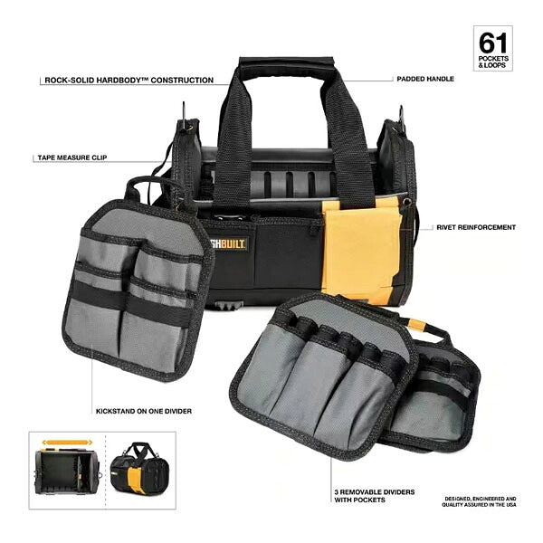 日本正規品 タフビルト 12インチ モジュラートート 仕切り3枚付 61ポケット HardBody 工具バッグ ツールトート (TB-81-12)(856342005087) TOUGH BUILT