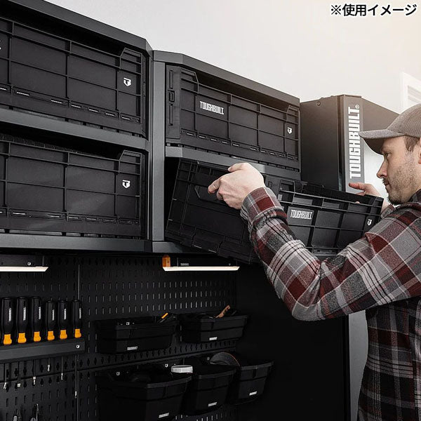 日本正規品 タフビルト フォールディングクレートボックス 折りたたみ 耐荷重23kg 積み重ね可 内寸61×26×18cm (TB-G1-A42-26)(840353700956) TOUGH BUILT