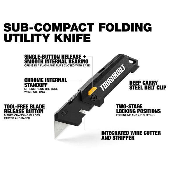 日本正規品 タフビルト サブコンパクト フォールディングナイフ ワイヤーカッター ストリッパー付 全長10cm カッター (TB-H4-12-C)(810023389392) TOUGH BUILT