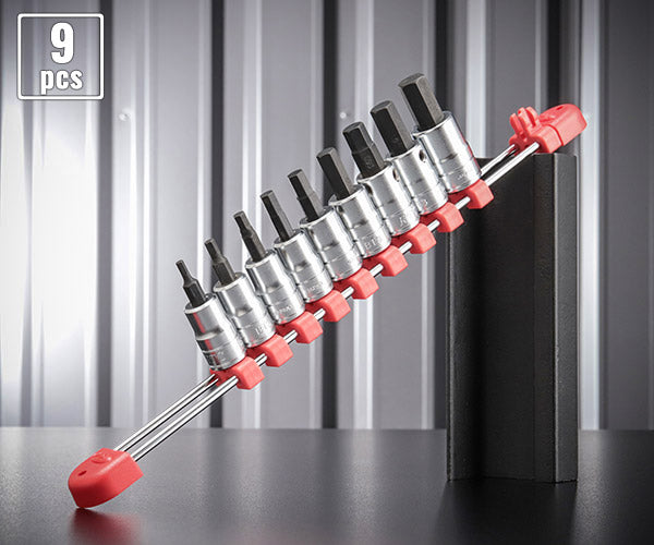 【ワケあり特価品】(状態A) KTC TBT3S09H-1009 ショートヘキサゴンビットソケット9点セット ホルダー付 差込角9.5mm(9.5sq.)(3/8) 京都機械工具