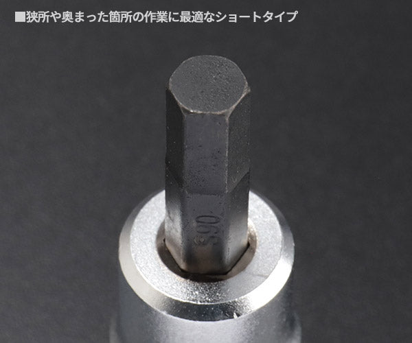 KTC ショートヘキサゴンビットソケットセット(9コ組) 差込角9.5mm(9.5sq.)(3/8) (TBT3S09H)(4989433149660) 京都機械工具