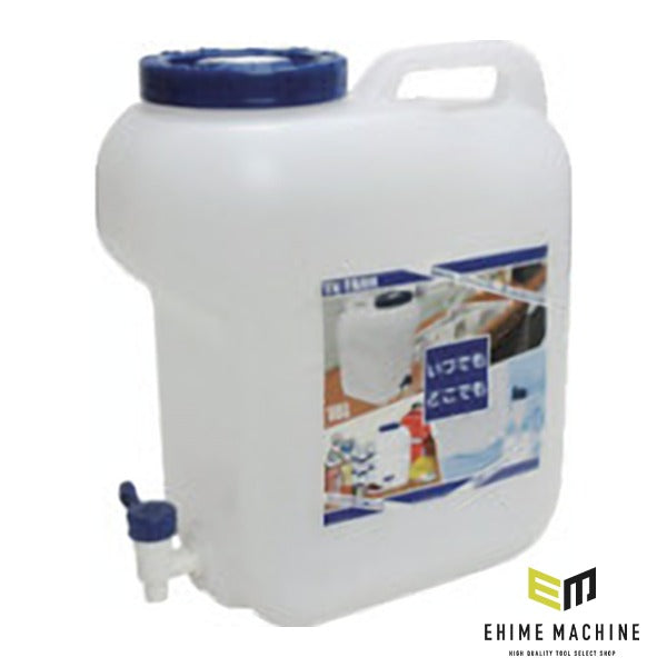 ヒシエス 縦型水タンク 16L コック付 水専用 5L目盛付 モレンコック 日本製 (TK-16NB)(4977767221619) 土井金属化成