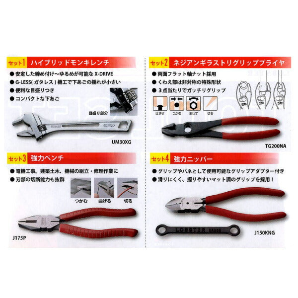 ロブテックス オリジナルツールバック付ツールセット TL08XB 電工工具セット 家庭用工具セット エビ LOBSTER ロブスター LOBTEX