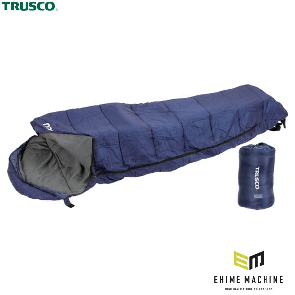 TRUSCO マミー型寝袋 シュラフ ネイビー 適合温度0~10℃ 中空綿 スタッフバッグ付 (TN230NV)(4550414294206) トラスコ中山