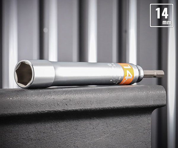 TOP 電動ドリル用強軸ソケットロングタイプ(40V対応) ETS-14L サイズ14mm 六角シャンク6.35mm トップ工業 耐久性5倍以上