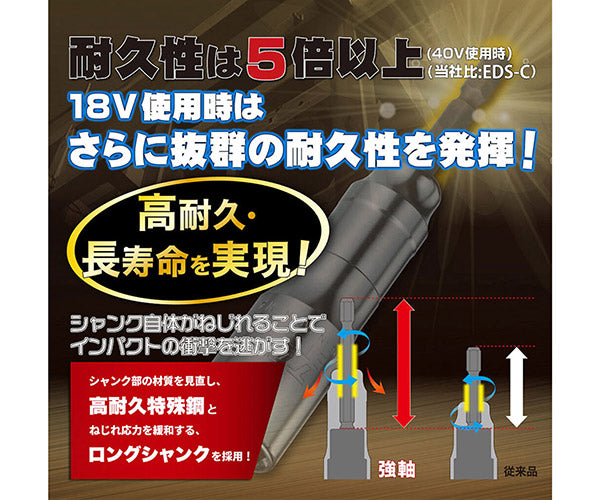 TOP 電動ドリル用強軸ソケットロングタイプ(40V対応) ETS-19L サイズ19mm 六角シャンク6.35mm トップ工業 耐久性5倍以上