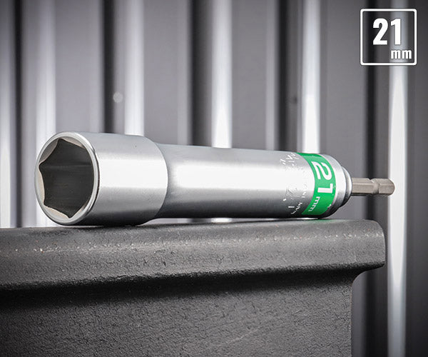 TOP 電動ドリル用強軸ソケットロングタイプ(40V対応) ETS-21L サイズ21mm 六角シャンク6.35mm トップ工業 耐久性5倍以上