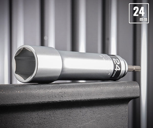 TOP 電動ドリル用強軸ソケットロングタイプ(40V対応) ETS-24L サイズ24mm 六角シャンク6.35mm トップ工業 耐久性5倍以上