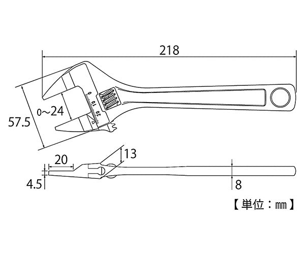 TOP 薄型イグザクトレンチ ベント 200mm (HT-200B)(4975180132116) トップ工業 薄型モンキーレンチ