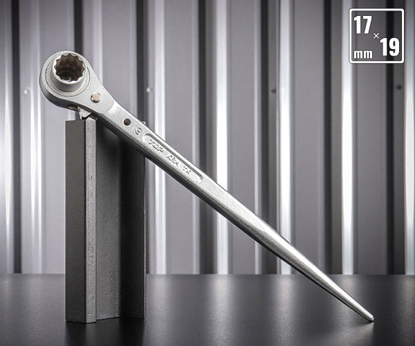 TOP タフガチャ KRM-17×19 曲げ強度4倍の極厚シノレンチ 新潟三条 職人手作業 日本製 シノラチェットレンチ トップ工業