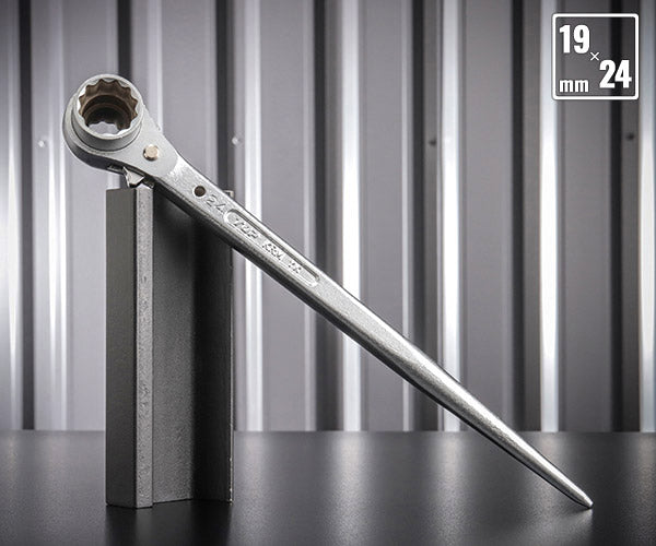 TOP タフガチャ KRM-19×24 曲げ強度4倍の極厚シノレンチ 新潟三条 職人手作業 日本製 シノラチェットレンチ トップ工業