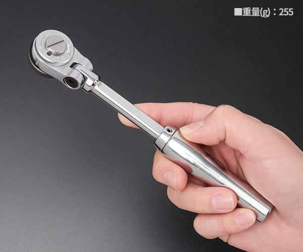 TOP 首振り伸縮ラチェットハンドル 差込角9.5mm (SR-3)(4975180552808) トップ工業 ショートにも変身 1本3役