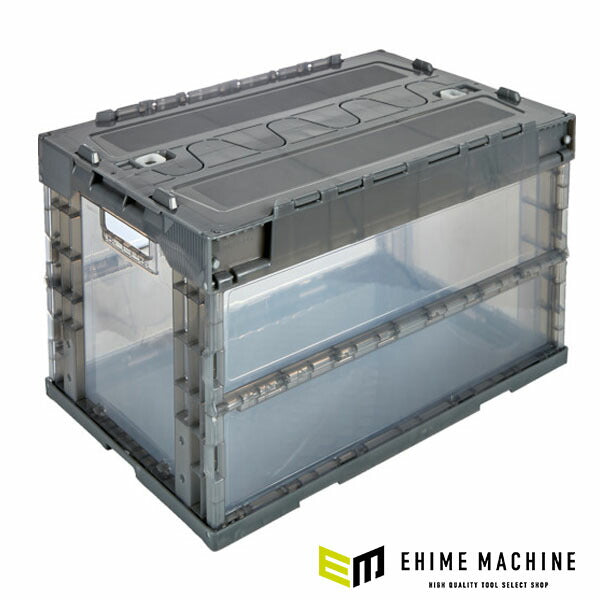 TRUSCO TR-SC50TMBK オリコン α折りたたみコンテナ 50L スライドロックフタ付 透明ブラック(4550414132003) トラスコ中山