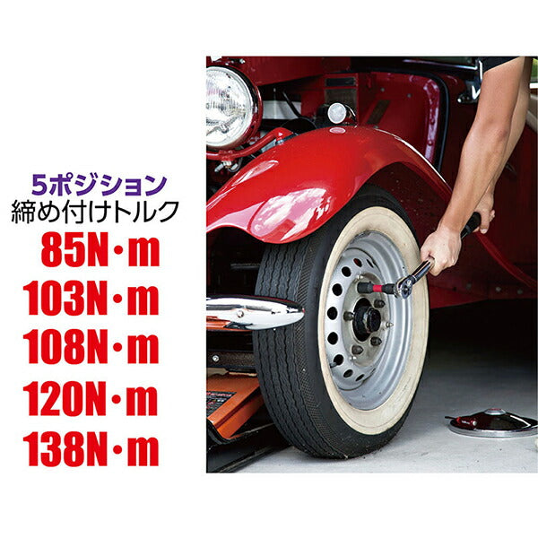 Pro-Auto プロオート TRV-405PWS 1/2 ホイールナット専用5ポジショントルクレンチセット (ホイール専用ソケット19mm、21mm付) 差込角12.7mm