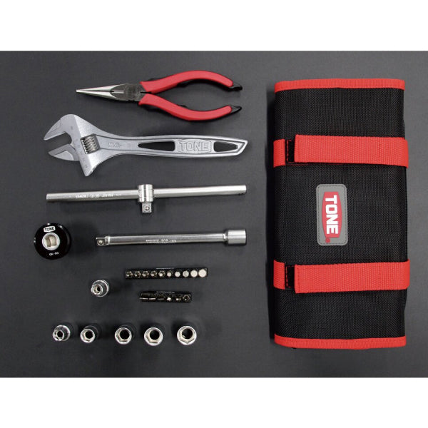 TONE 整備用工具セット ツールバッグセット レッド/ブラック 間口480×奥行265×高さ5mm (TSA3170)(4953488419580) トネ