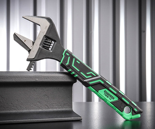 エンジニア ハイブリッドモンキー 222mm グリーン TWM-13 (4989833063597) ENGINEER モンキー&パイプ兼用 ネジレスQ搭載 スリムグリップ